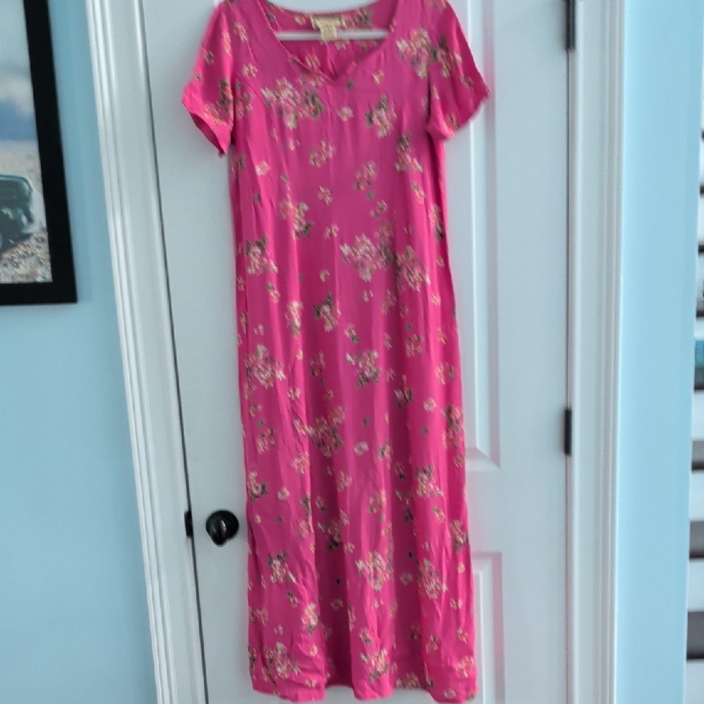 April Cornell Vibrant Pink Floral Maxi Dress